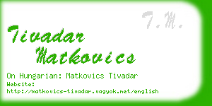 tivadar matkovics business card